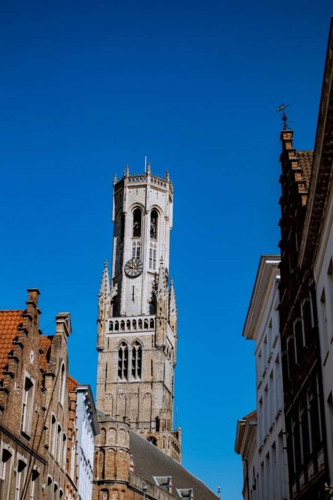 View of the Belfry Tower in the city sky line